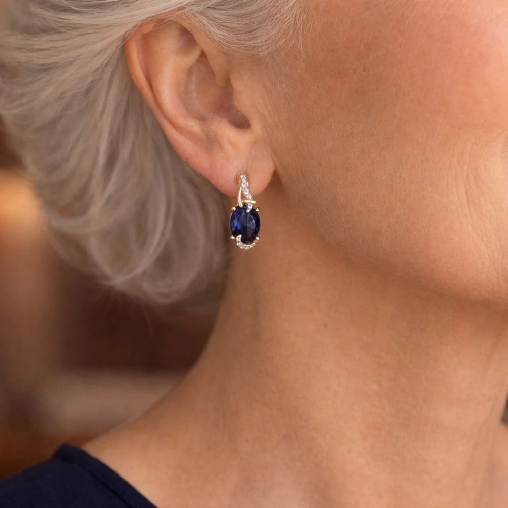 Royal Midnight Drop Sapphire Earrings
