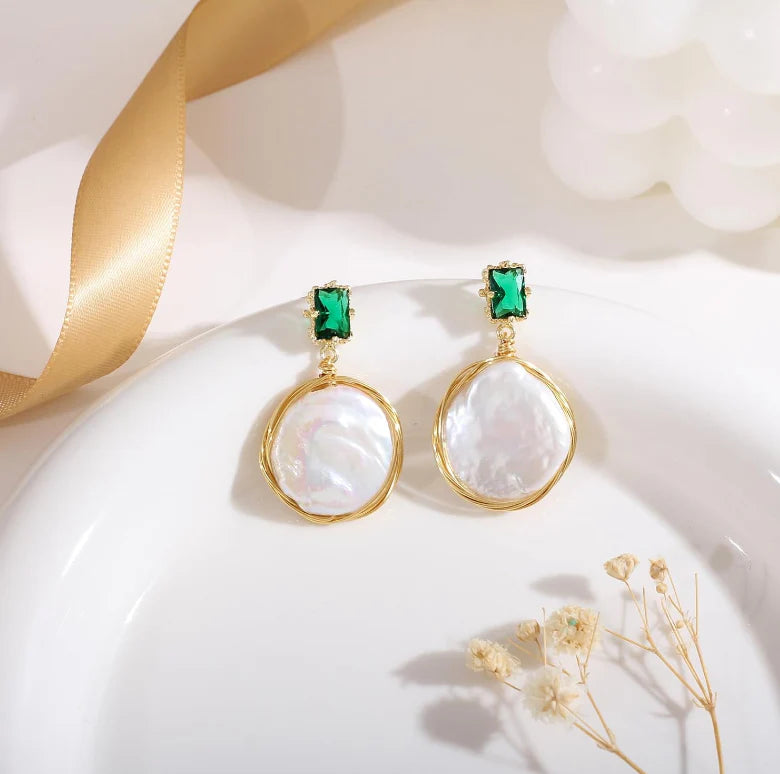 Vintage Red Glass Barroque Pearl Earrings