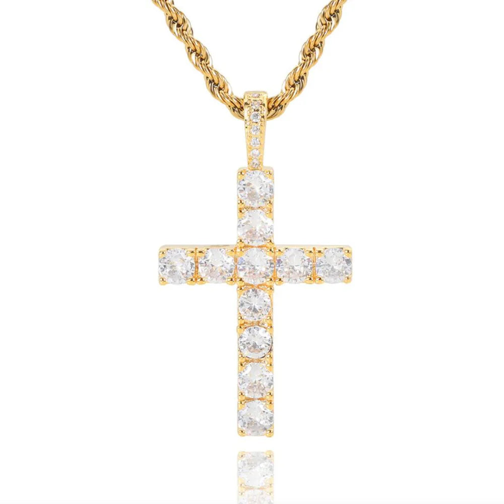 Classic Gold Diamond Cross Necklace