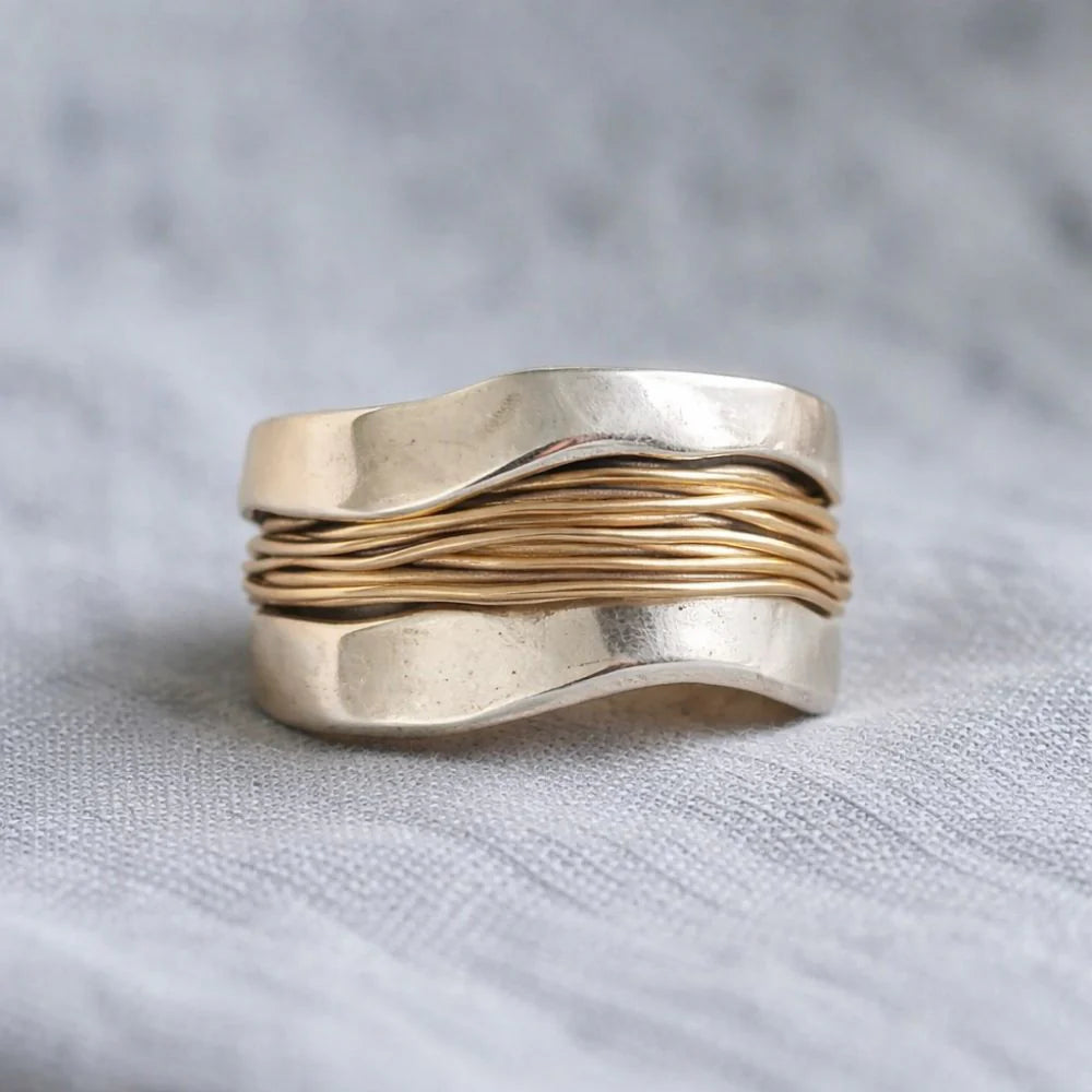 Silver Ring with Golden Threads