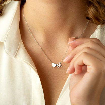 Gold Heart Initial Necklaces for Women Girls, Dainty Pendant Necklace