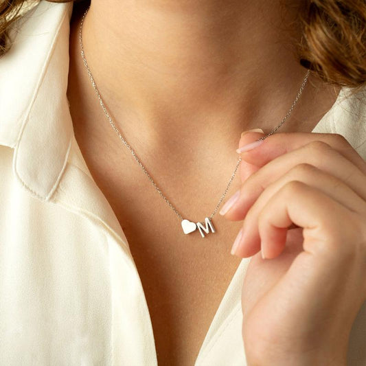 Gold Heart Initial Necklaces for Women Girls, Dainty Pendant Necklace
