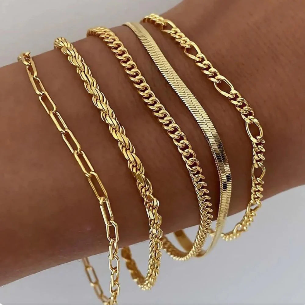 Ellis Layered Gold Bracelet Set