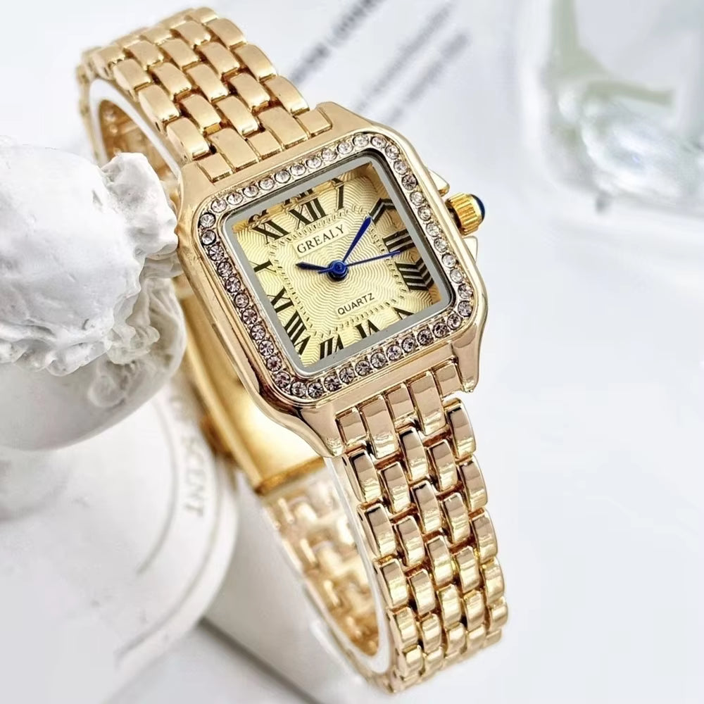 Luxury Square Simple Rhinestone Wristwatch