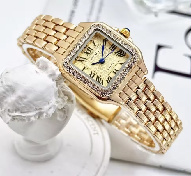 Luxury Square Simple Rhinestone Wristwatch
