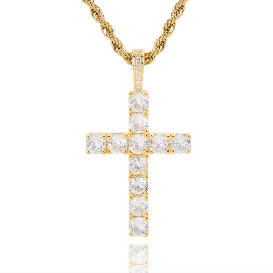 Classic Gold Diamond Cross Necklace