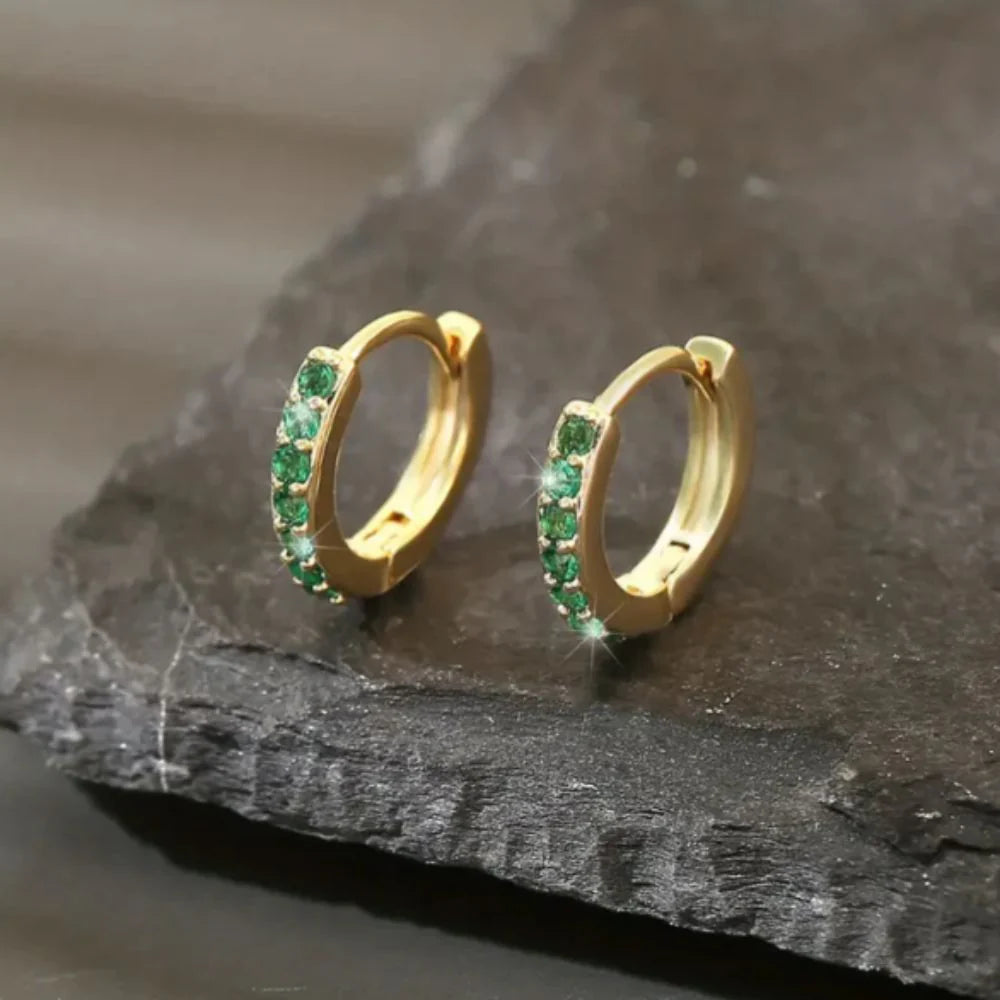 Coastal-Inspired Gold/Emerald Drop Earrings